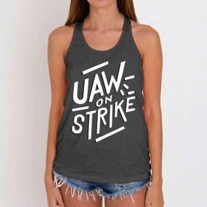 Striking Uaw Workers On Strike Women's Knotted Racerback Tank