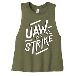 Striking Uaw Workers On Strike Women's Racerback Cropped Tank