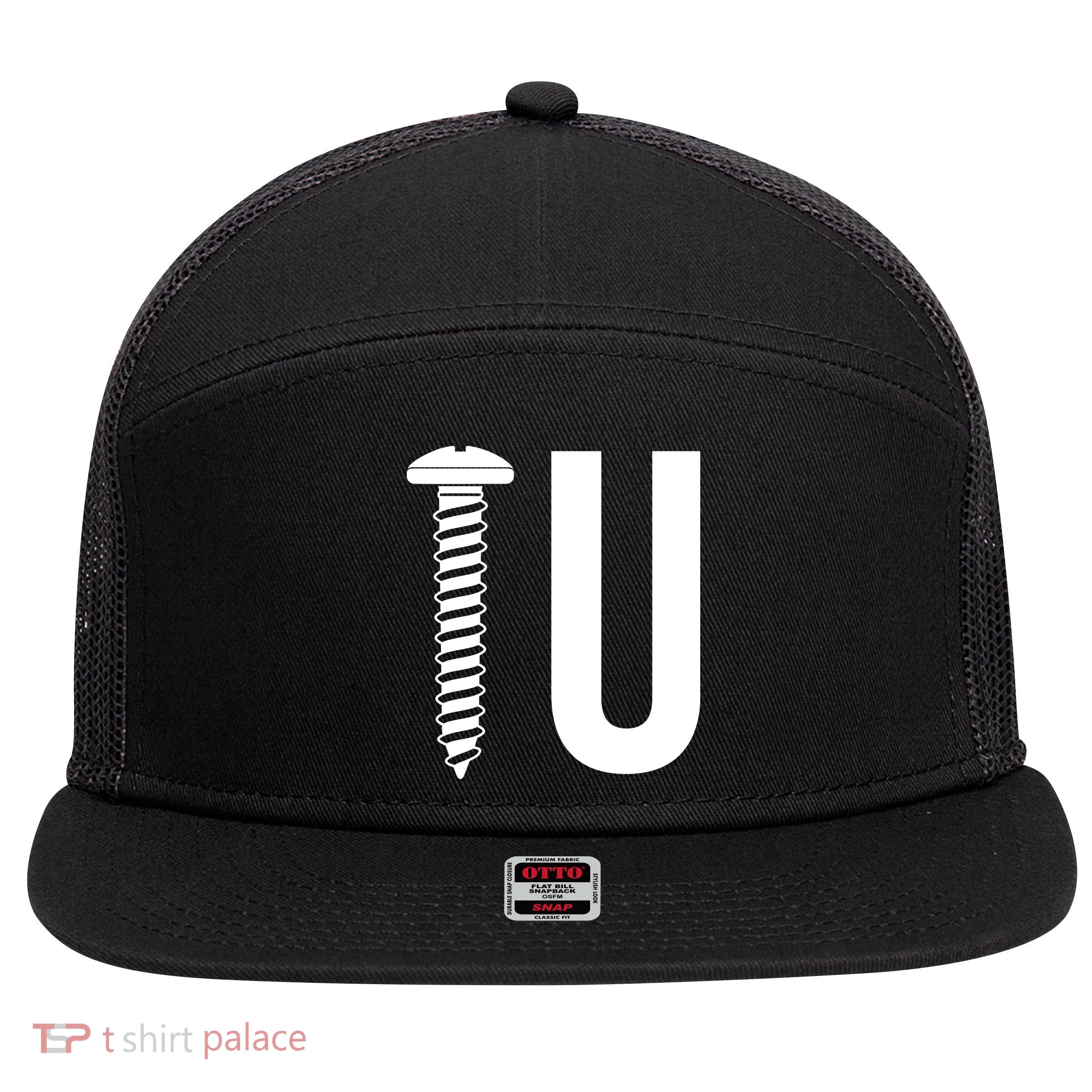 Screw U You Funny Rude Humor 7 Panel Mesh Trucker Snapback Hat