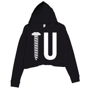 Screw U You Funny Rude Humor Crop Fleece Hoodie