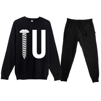 Screw U You Funny Rude Humor Premium Crewneck Sweatsuit Set