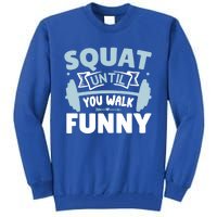 Squat Until You Walk Funny Gym Fitness Workout Funny Gift Tall Sweatshirt