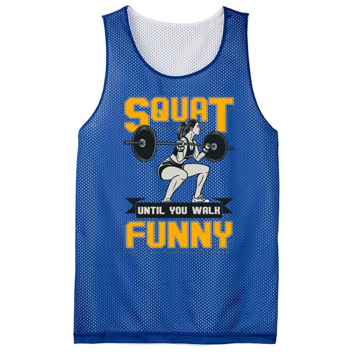 Squat Until You Walk Funny Gym Workout Squatting Fitness Gift Mesh Reversible Basketball Jersey Tank