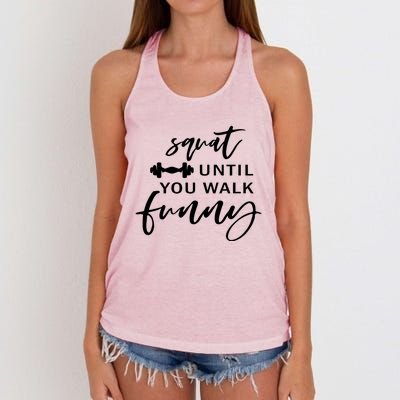 Squat Until You Walk Funny Gift Women's Knotted Racerback Tank