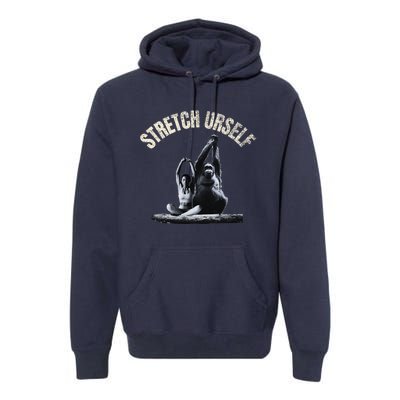 Stretch Urself Zen Yoga Orangutan & Woman Yoga Meditation Premium Hoodie