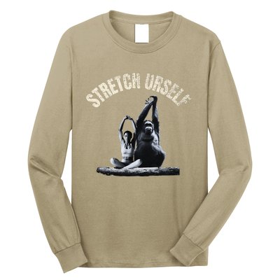 Stretch Urself Zen Yoga Orangutan & Woman Yoga Meditation Long Sleeve Shirt