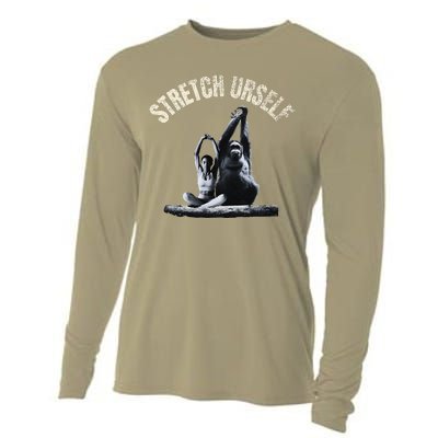 Stretch Urself Zen Yoga Orangutan & Woman Yoga Meditation Cooling Performance Long Sleeve Crew