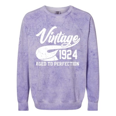 Sporty Vintage 1924 Aged To Perfection 100th Birthday Colorblast Crewneck Sweatshirt