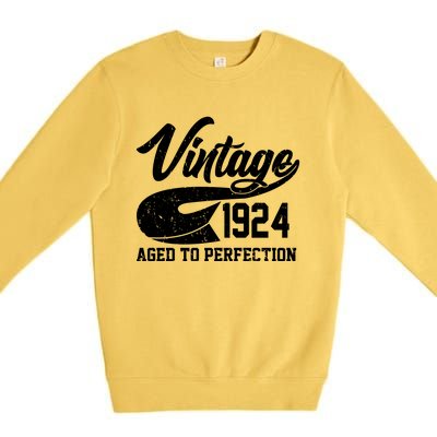 Sporty Vintage 1924 Aged To Perfection 100th Birthday Premium Crewneck Sweatshirt