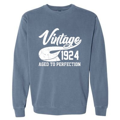 Sporty Vintage 1924 Aged To Perfection 100th Birthday Garment-Dyed Sweatshirt