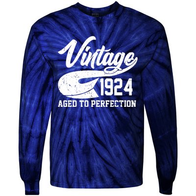 Sporty Vintage 1924 Aged To Perfection 100th Birthday Tie-Dye Long Sleeve Shirt