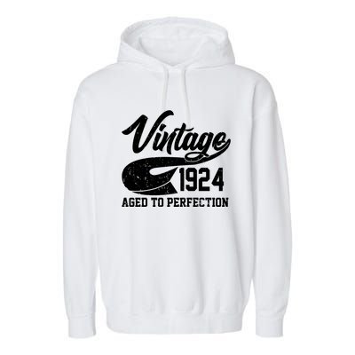 Sporty Vintage 1924 Aged To Perfection 100th Birthday Garment-Dyed Fleece Hoodie