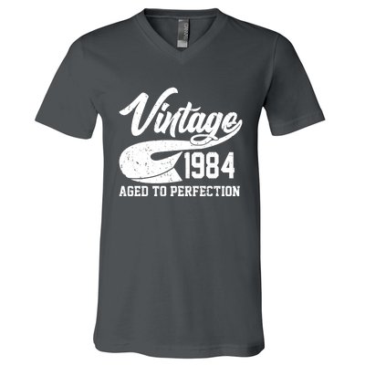 Sporty Vintage 1984 Aged To Perfection 40th Birthday V-Neck T-Shirt