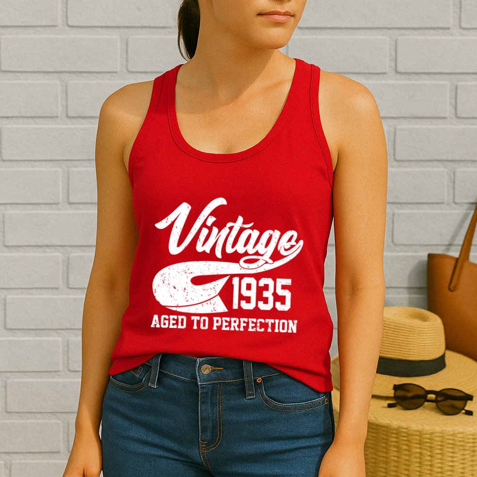 Sporty Vintage 1935 Aged To Perfection 90th Birthday Womens Tank Top