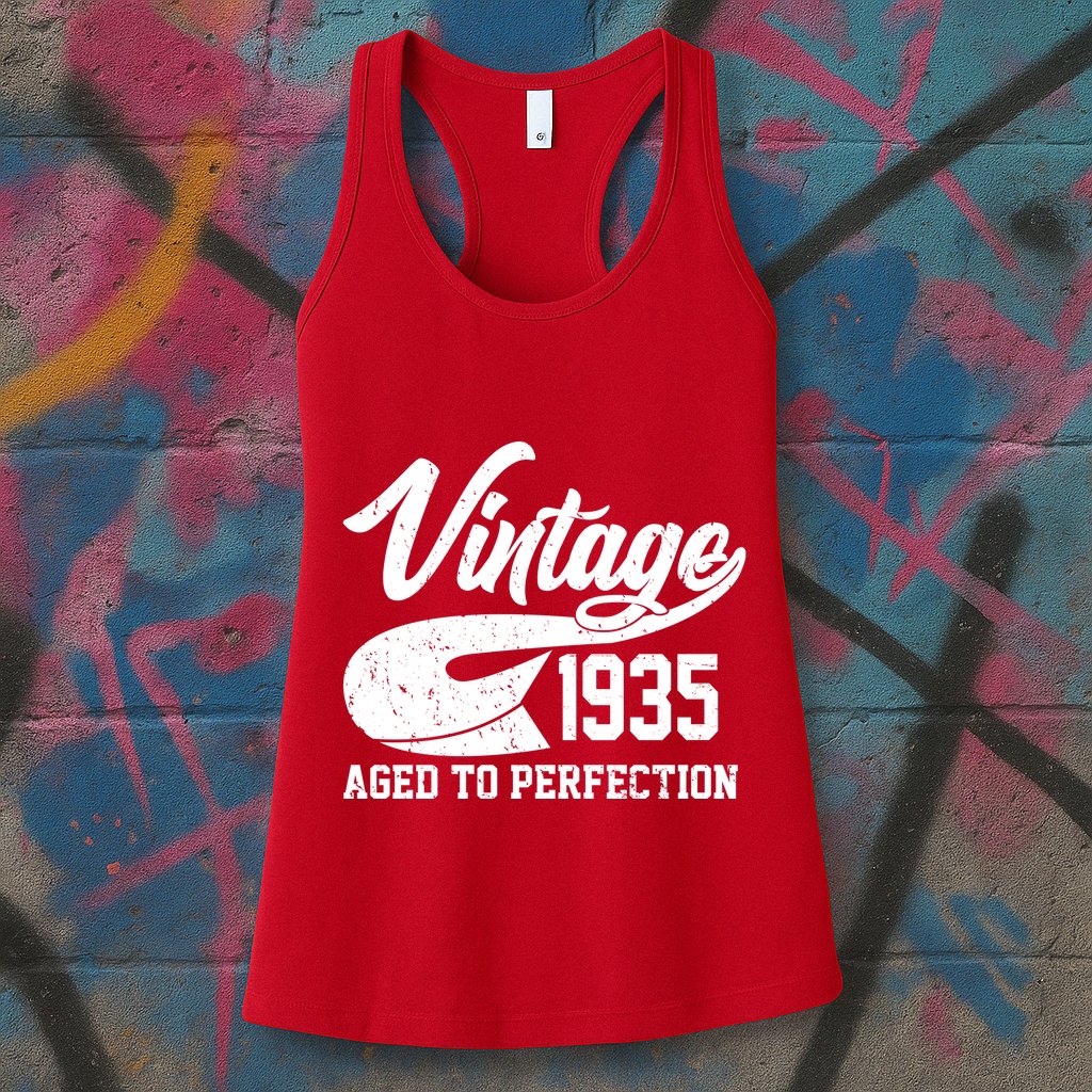 Sporty Vintage 1935 Aged To Perfection 90th Birthday Womens Tank Top