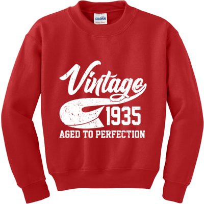 Sporty Vintage 1935 Aged To Perfection 90th Birthday Kids Sweatshirt