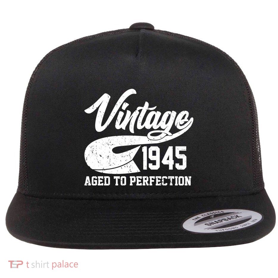 Sporty Vintage 1945 Aged To Perfection 80th Birthday Flatbill Hat