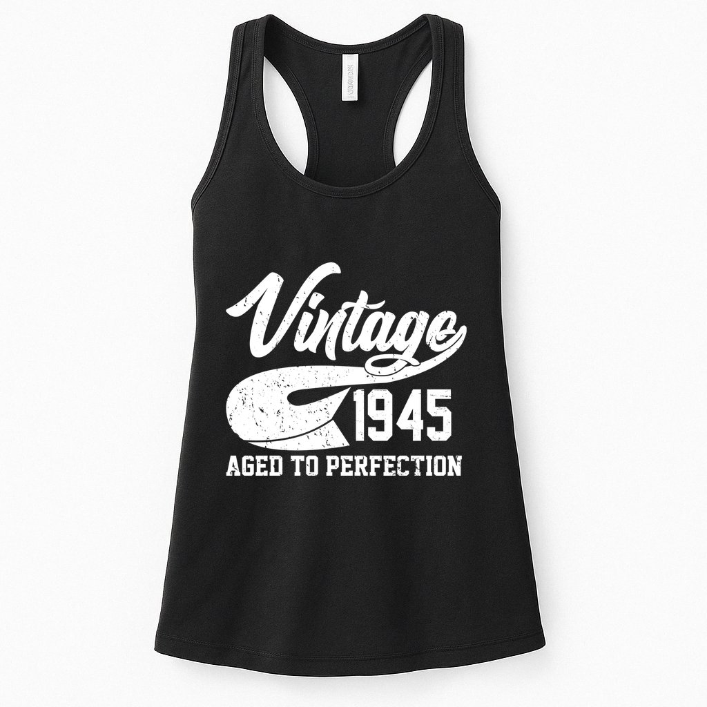 Sporty Vintage 1945 Aged To Perfection 80th Birthday Womens Tank Top