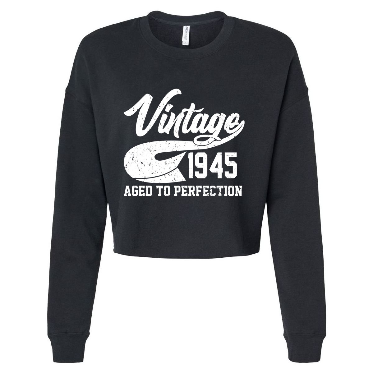 Sporty Vintage 1945 Aged To Perfection 80th Birthday Cropped Pullover Crew