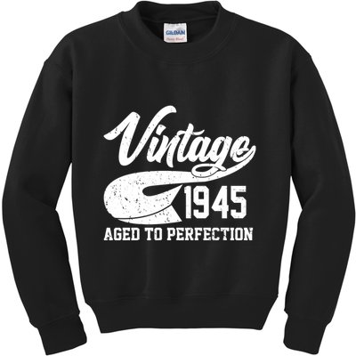 Sporty Vintage 1945 Aged To Perfection 80th Birthday Kids Sweatshirt