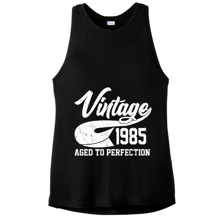Sporty Vintage 1985 Aged To Perfection 40th Birthday Ladies PosiCharge Tri-Blend Wicking Tank