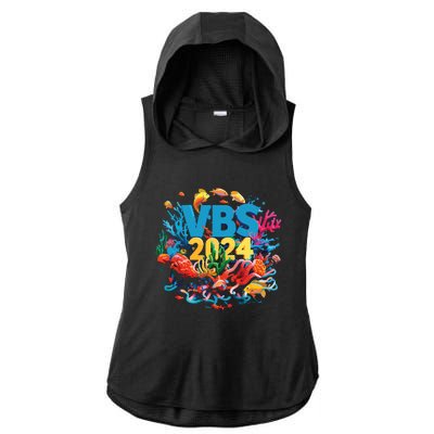 Scuba Vbs 2024 Vacation Bible School Diving Into Friendship Ladies PosiCharge Tri-Blend Wicking Draft Hoodie Tank