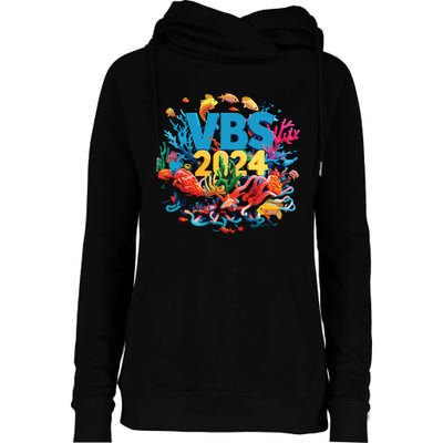 Scuba Vbs 2024 Vacation Bible School Diving Into Friendship Womens Funnel Neck Pullover Hood