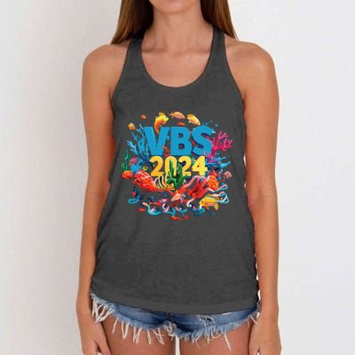 Scuba Vbs 2024 Vacation Bible School Diving Into Friendship Women's Knotted Racerback Tank