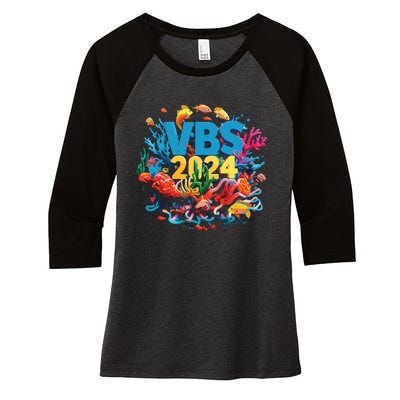 Scuba Vbs 2024 Vacation Bible School Diving Into Friendship Women's Tri-Blend 3/4-Sleeve Raglan Shirt