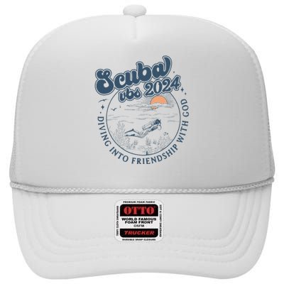 Scuba Vbs 2024 Diving Into Friendship With God Underwater High Crown Mesh Back Trucker Hat