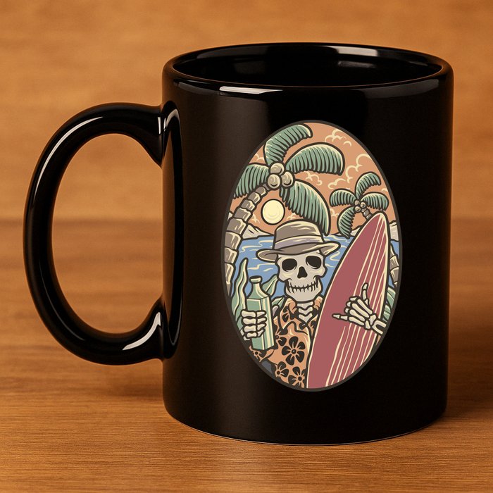 Skeleton Vacation 11oz C Handle Ceramic Mug