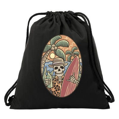 Skeleton Vacation Drawstring Bag
