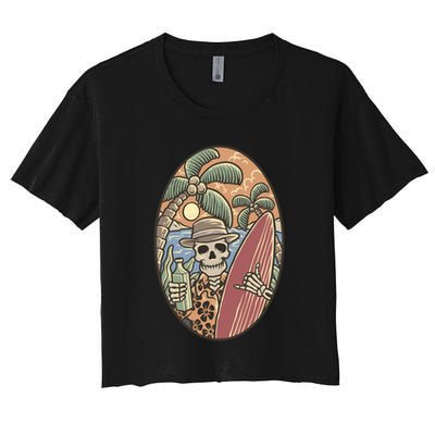 Skeleton Vacation Women's Crop Top Tee