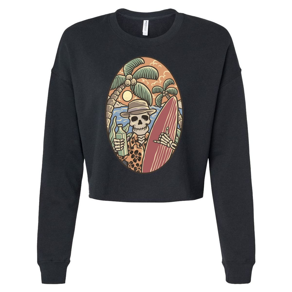 Skeleton Vacation Cropped Pullover Crew