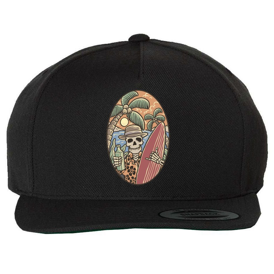 Skeleton Vacation Wool Snapback Cap