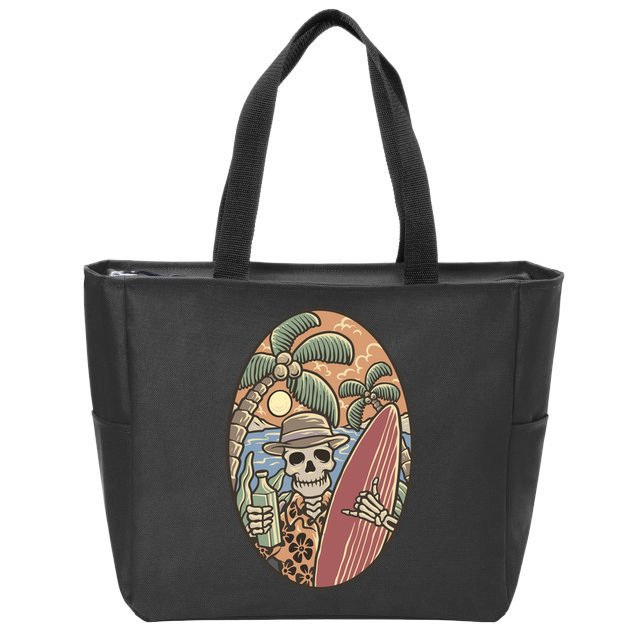 Skeleton Vacation Zip Tote Bag