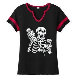 Skeleton Vaccine Ladies Halftime Notch Neck Tee