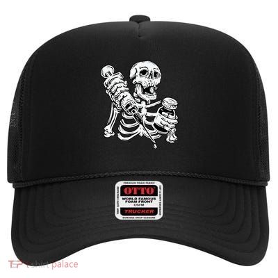 Skeleton Vaccine High Crown Mesh Back Trucker Hat