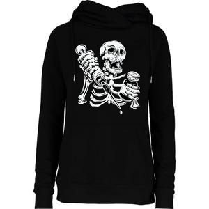 Skeleton Vaccine Womens Funnel Neck Pullover Hood