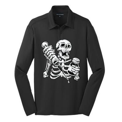 Skeleton Vaccine Silk Touch Performance Long Sleeve Polo