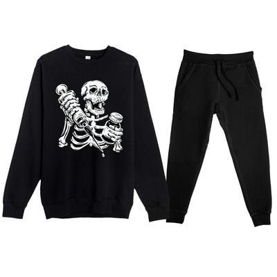 Skeleton Vaccine Premium Crewneck Sweatsuit Set