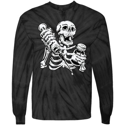 Skeleton Vaccine Tie-Dye Long Sleeve Shirt