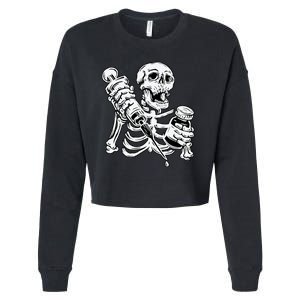 Skeleton Vaccine Cropped Pullover Crew