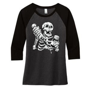 Skeleton Vaccine Women's Tri-Blend 3/4-Sleeve Raglan Shirt