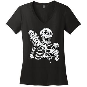 Skeleton Vaccine Women's V-Neck T-Shirt