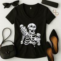 Skeleton Vaccine Women's V-Neck T-Shirt