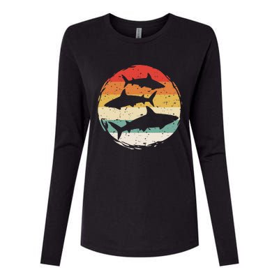 Sharks Vintage 80s Retro Clothes Shark Party In The Sea Womens Cotton Relaxed Long Sleeve T-Shirt