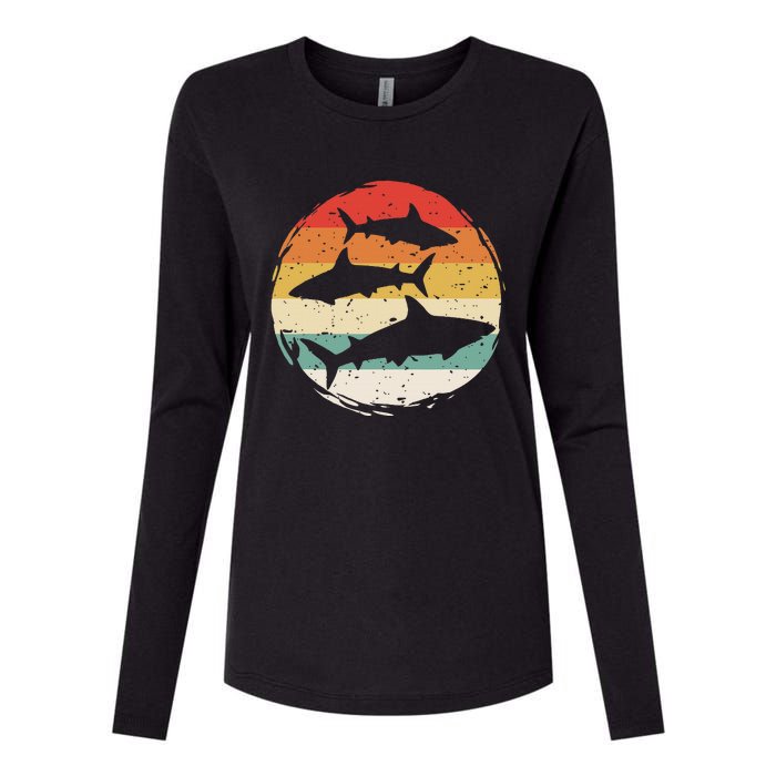 Sharks Vintage 80s Retro Clothes Shark Party In The Sea Womens Cotton Relaxed Long Sleeve T-Shirt