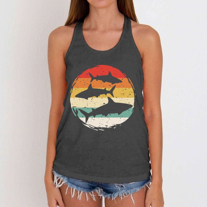 Sharks Vintage 80s Retro Clothes Shark Party In The Sea Women's Knotted Racerback Tank