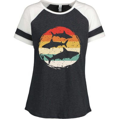 Sharks Vintage 80s Retro Clothes Shark Party In The Sea Enza Ladies Jersey Colorblock Tee